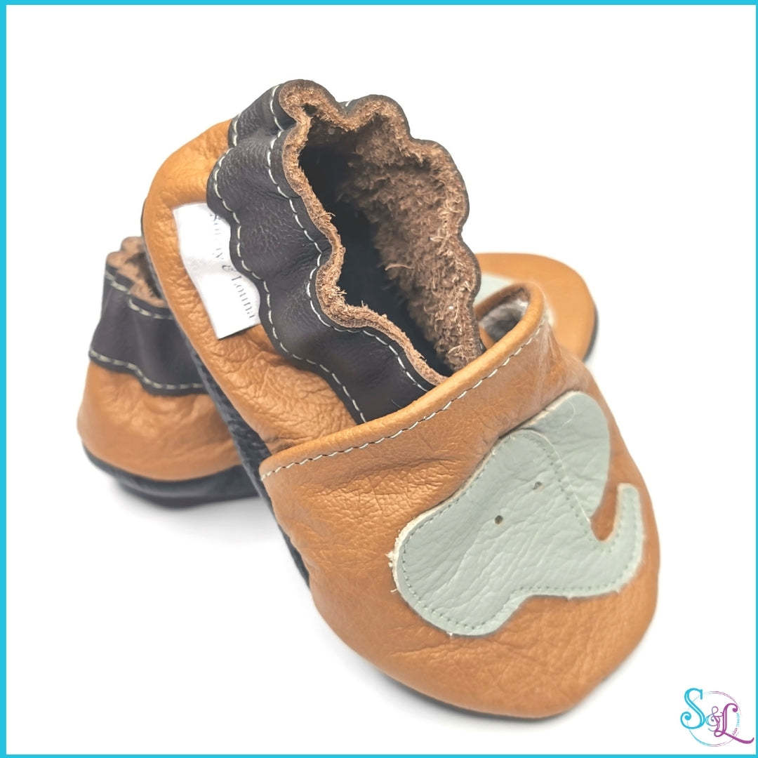 Baby Chausson Cuir Souple, Éléphant