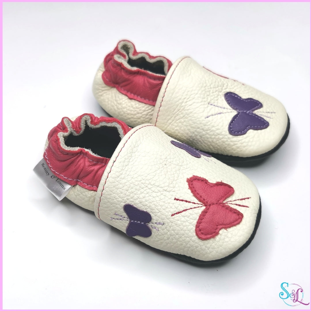 Baby Chausson Cuir Souple, Papillons