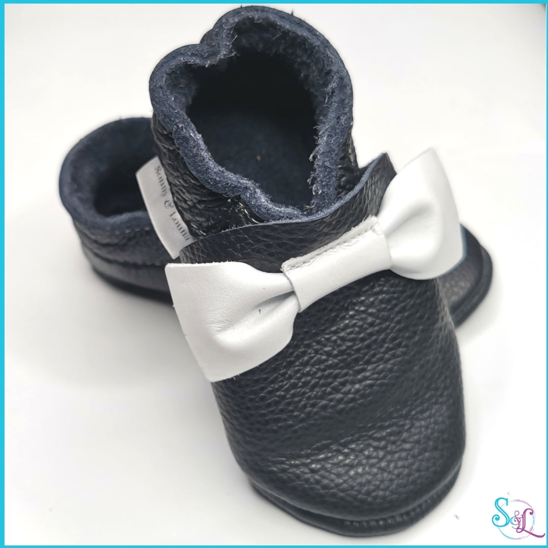 Baby Chausson Cuir Souple, Noeud Pap'