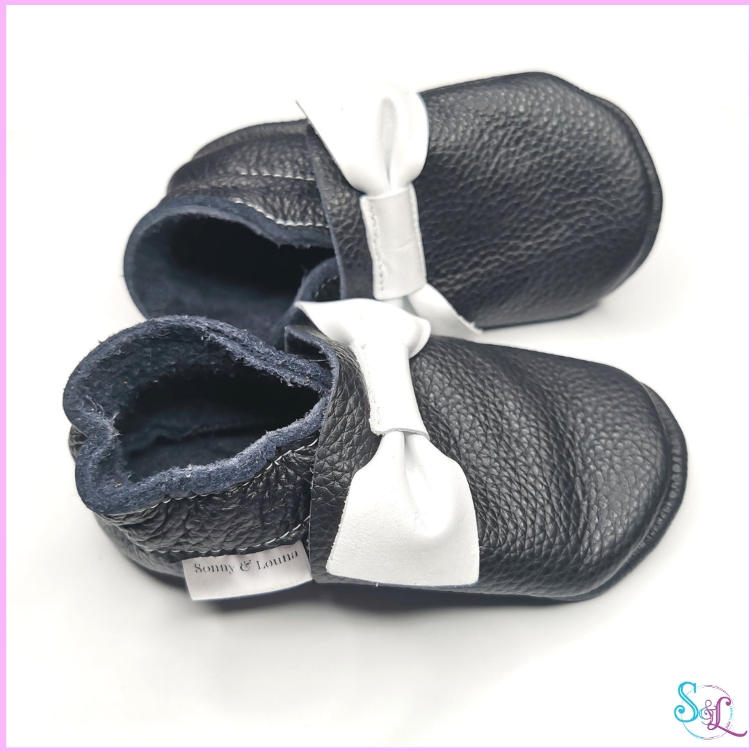 Baby Chausson Cuir Souple, Noeud Pap' - Sonny&Louna