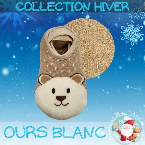 Baby Chaussurettes Hiver, Plume L'Ours Blanc