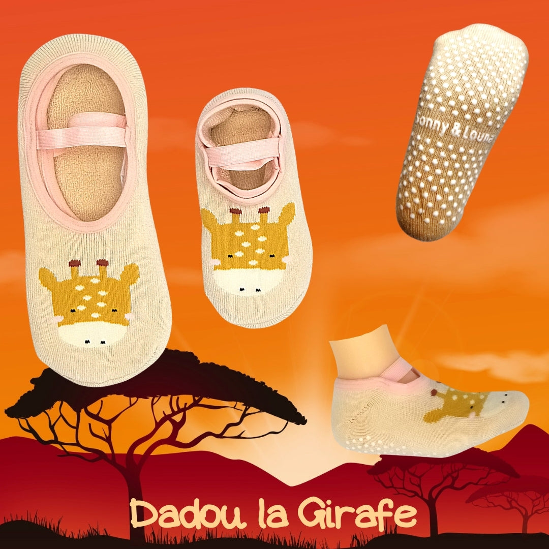 Baby Chaussurettes Exclusives Hiver, Dadou La Girafe